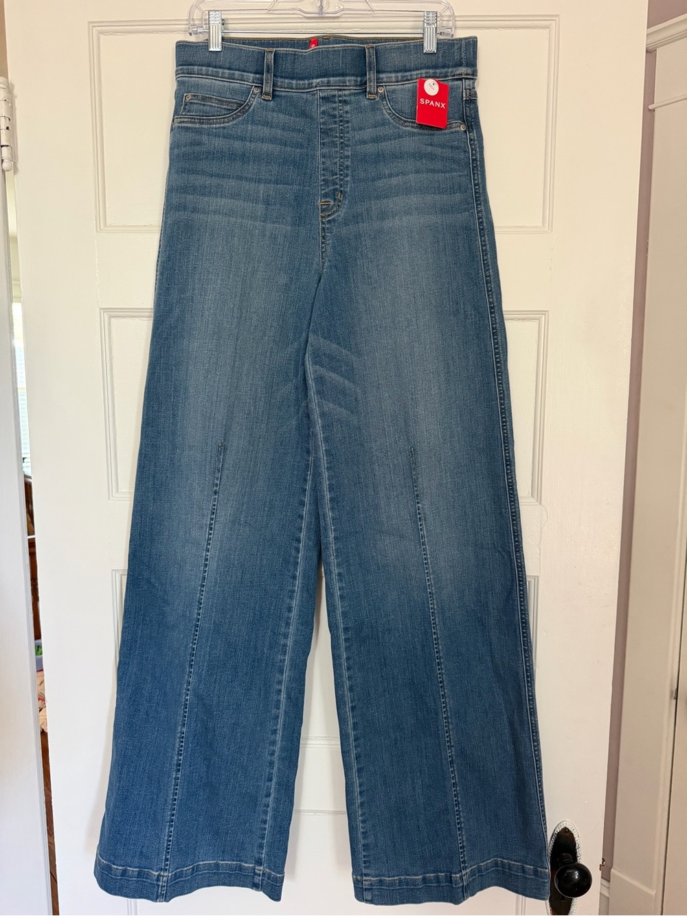 NWT SPANX Seamed Front Wide Leg Jeans Large Tall Vintage Indigo 20407T